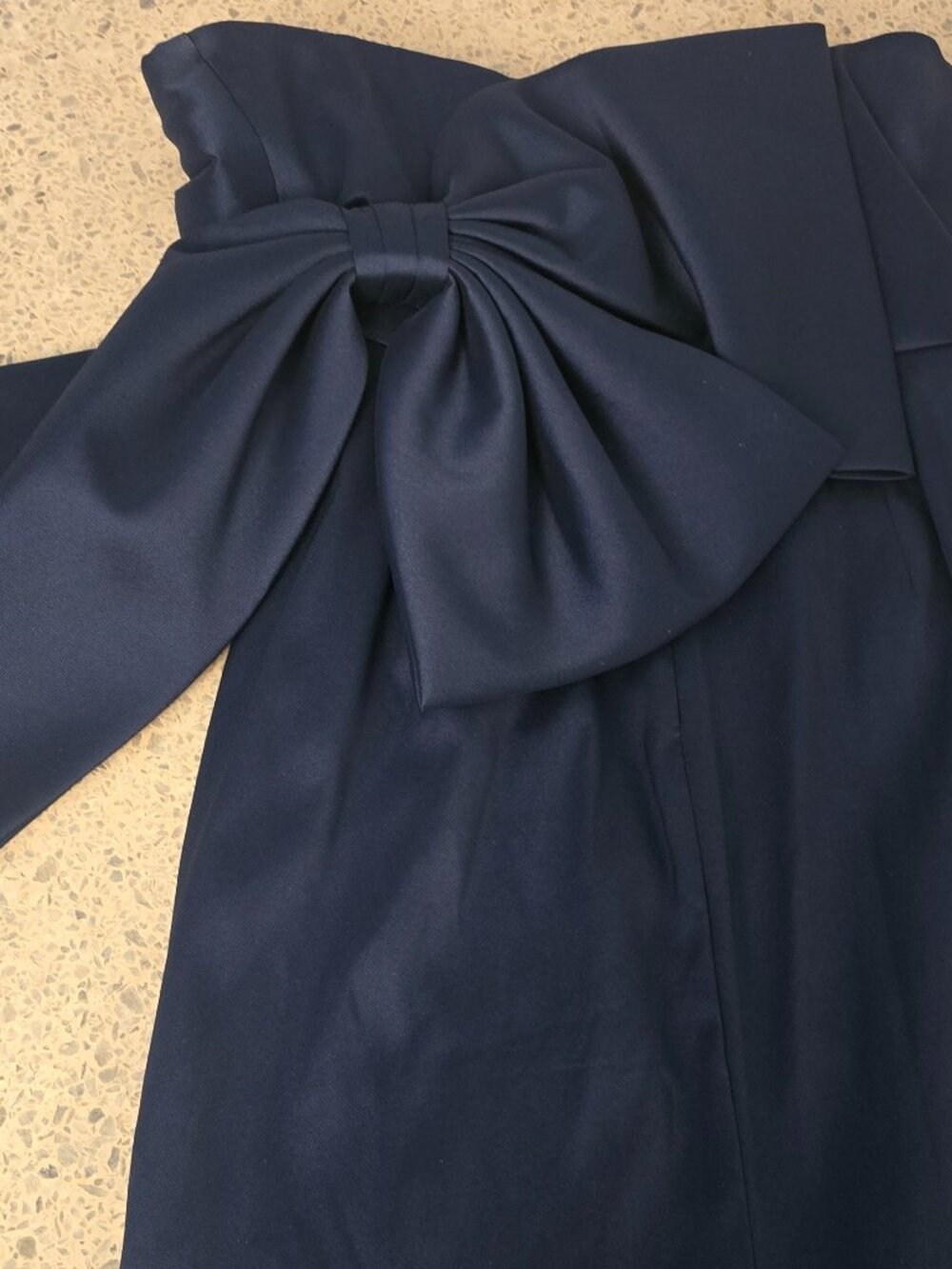 Badgley Mischka Navy Blue Strapless Evening Gown Full Length Maxi Back Bow 12 - Picture 6 of 11